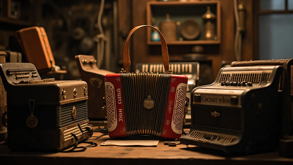 Collection of antique accordions