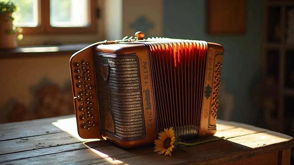 Antique accordion in Sicilian farmhouse