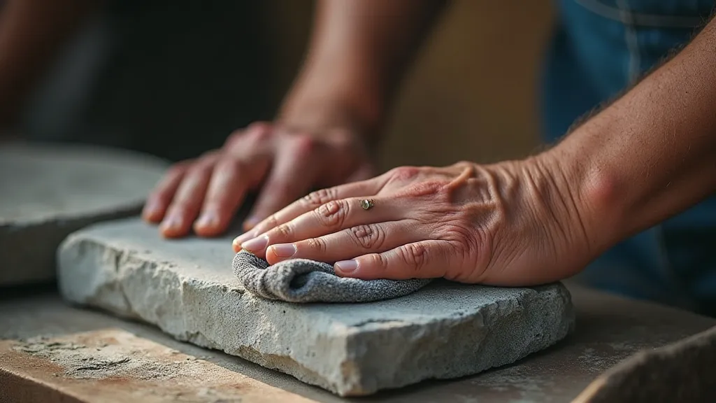 Man polishing a stone for Bitlles