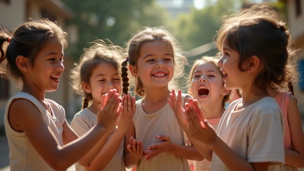 Children playing a traditional hand-clapping game