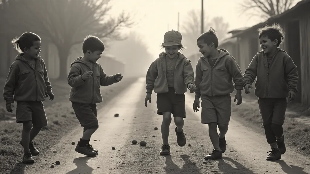 Children playing a traditional game in the 1920s.