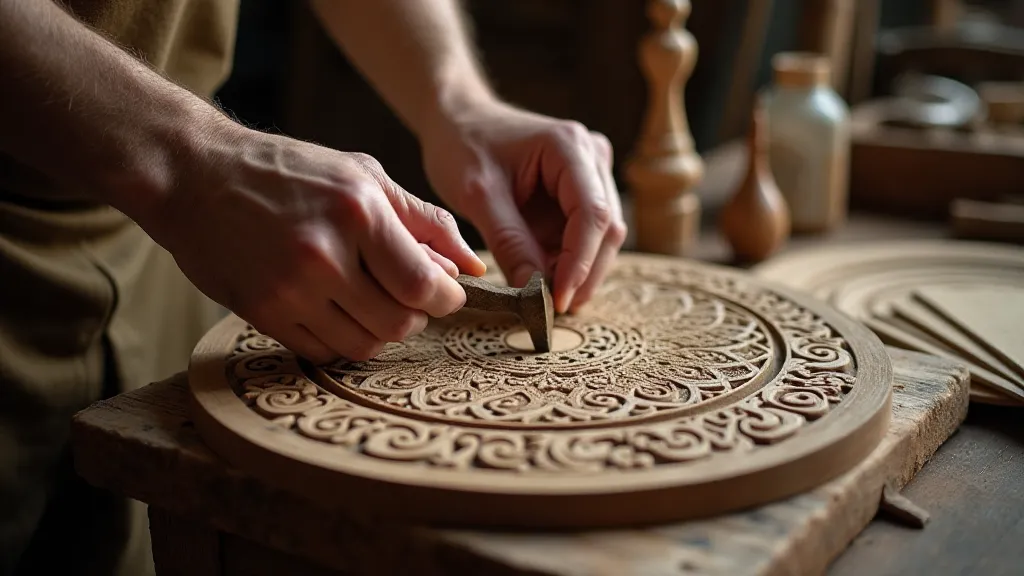 Artisan crafting a game board