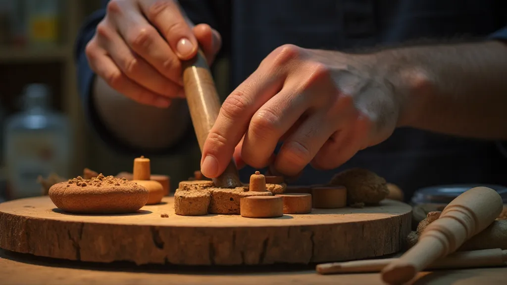 Craftsman carving a game piece