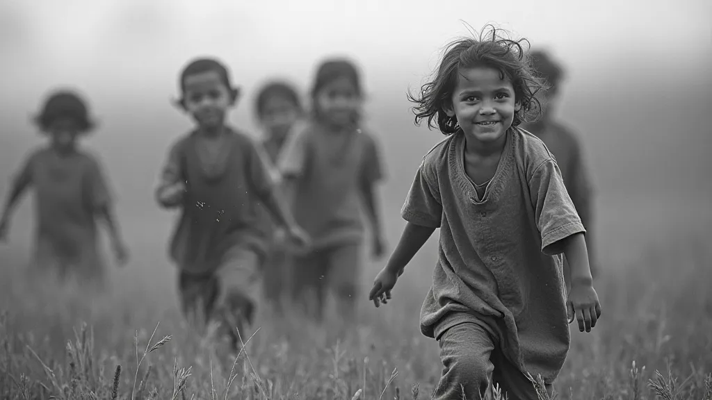 Children playing a traditional game in a rural village