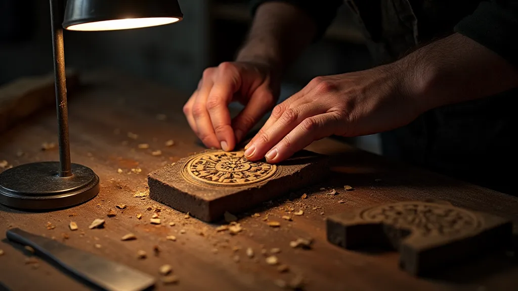 A craftsman carving wood for a traditional game