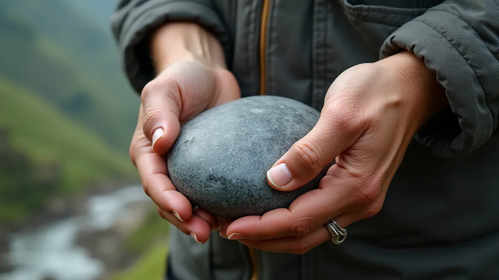 Yi hand holding a stone